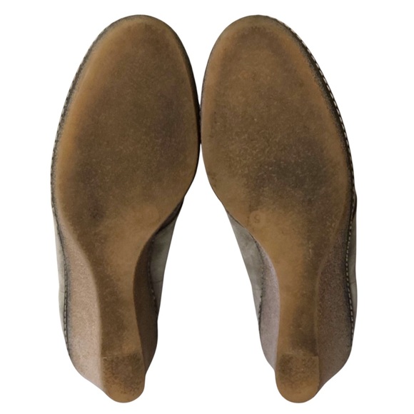 J Crew Made In Italy Soft Suede Booties Lace Up Tan Wedge Ankle Boots Size 9 - Picture 12 of 13